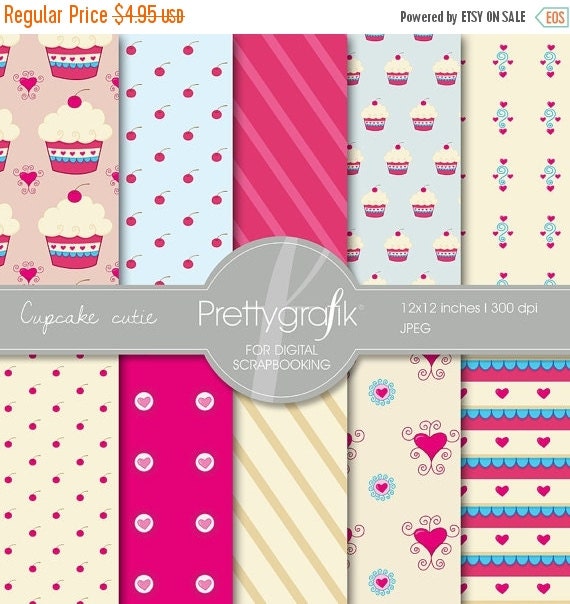 80% OFF SALE Cupcake digital paper, commercial use, scrapbook papers, background - PS502 Il_570xn