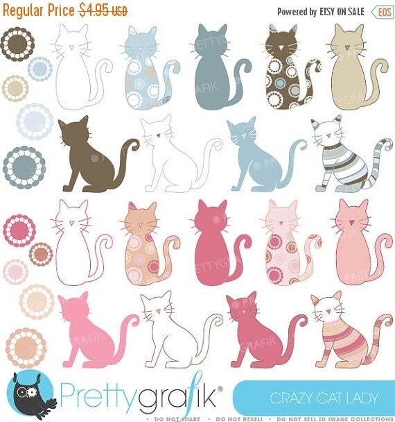 80% OFF SALE Cat clipart commercial use, vector graphics, digital clip art, digital images - CL300 Il_570xn