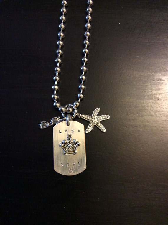 Lake Girl Stamped Dog Tag Necklace by TheBeachOn32nd on Etsy