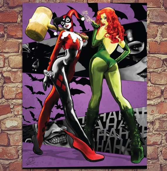 Crime Queens Harley Quinn Poison Ivy Pin Up Poster Print