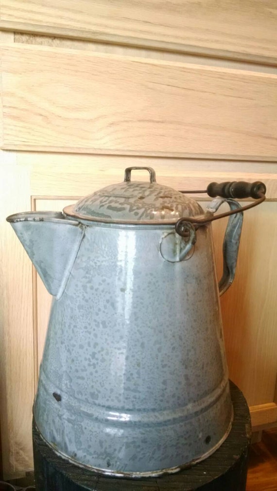 Items similar to Enamel Camp Water Kettle Vintage on Etsy