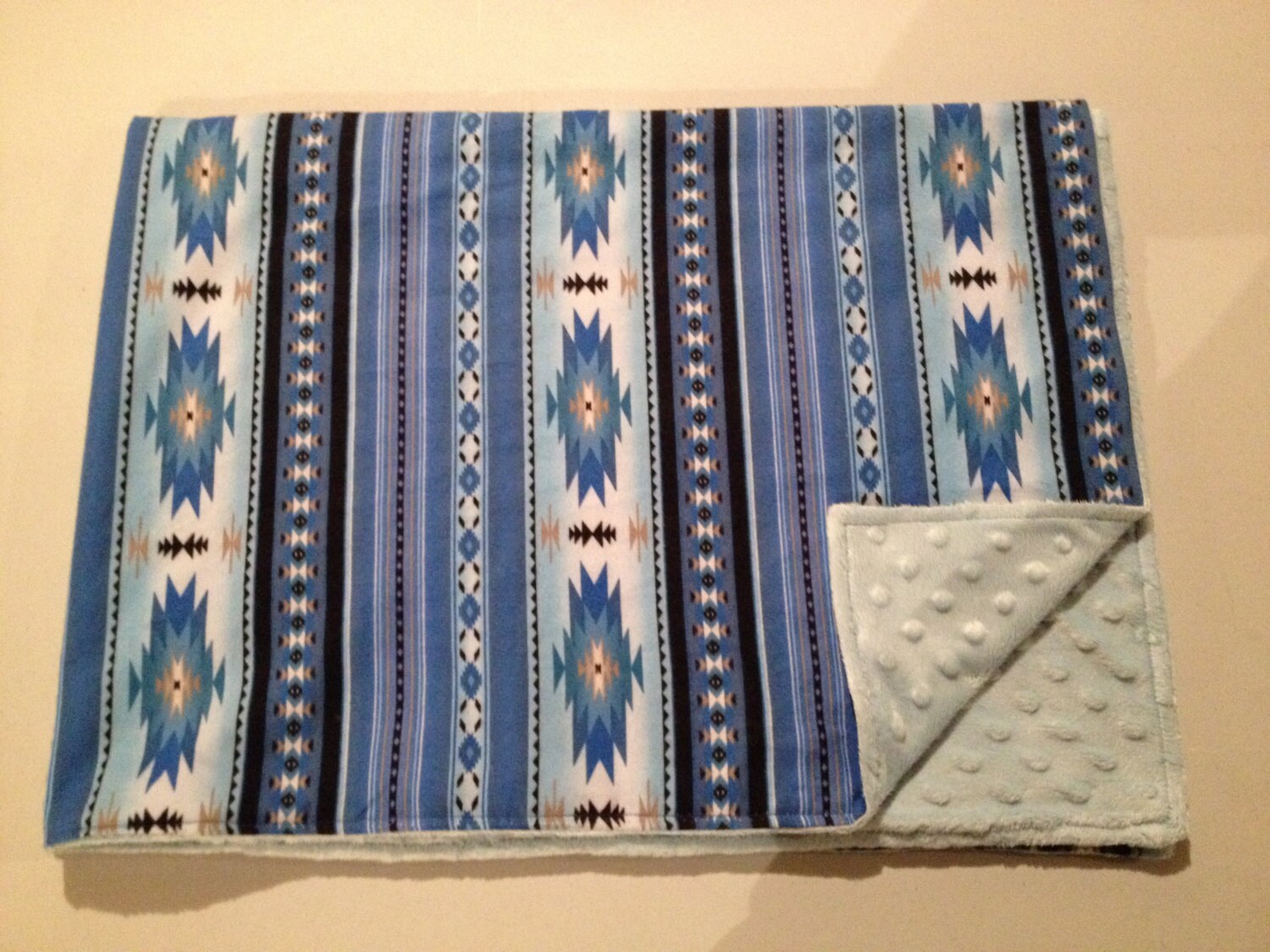 Blue Navajo Print Minky Baby Blanket Baby Boy Western