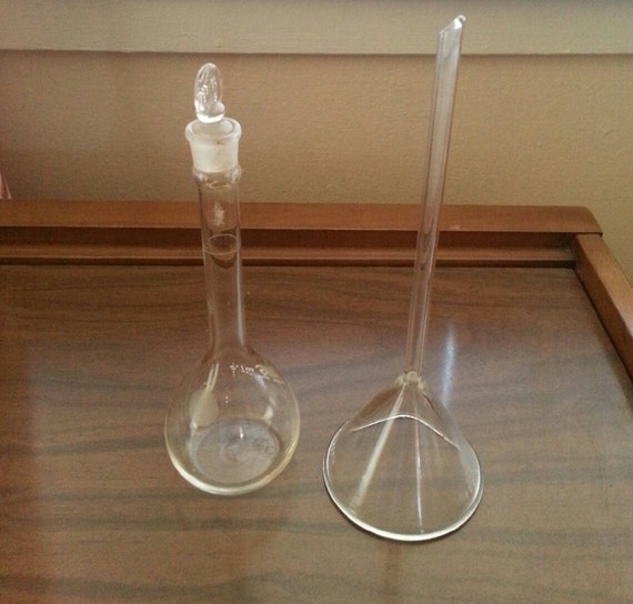 Vintage Glass Beaker Funnel Science Medical by MaggieandNicky
