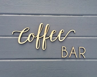 Coffee Bar Small Wall Sign, Kitchen Dining Room Office Break Room Home Wall Art Drink Housewarming Gift Wood Sign Decor Wedding Wooden Sign
