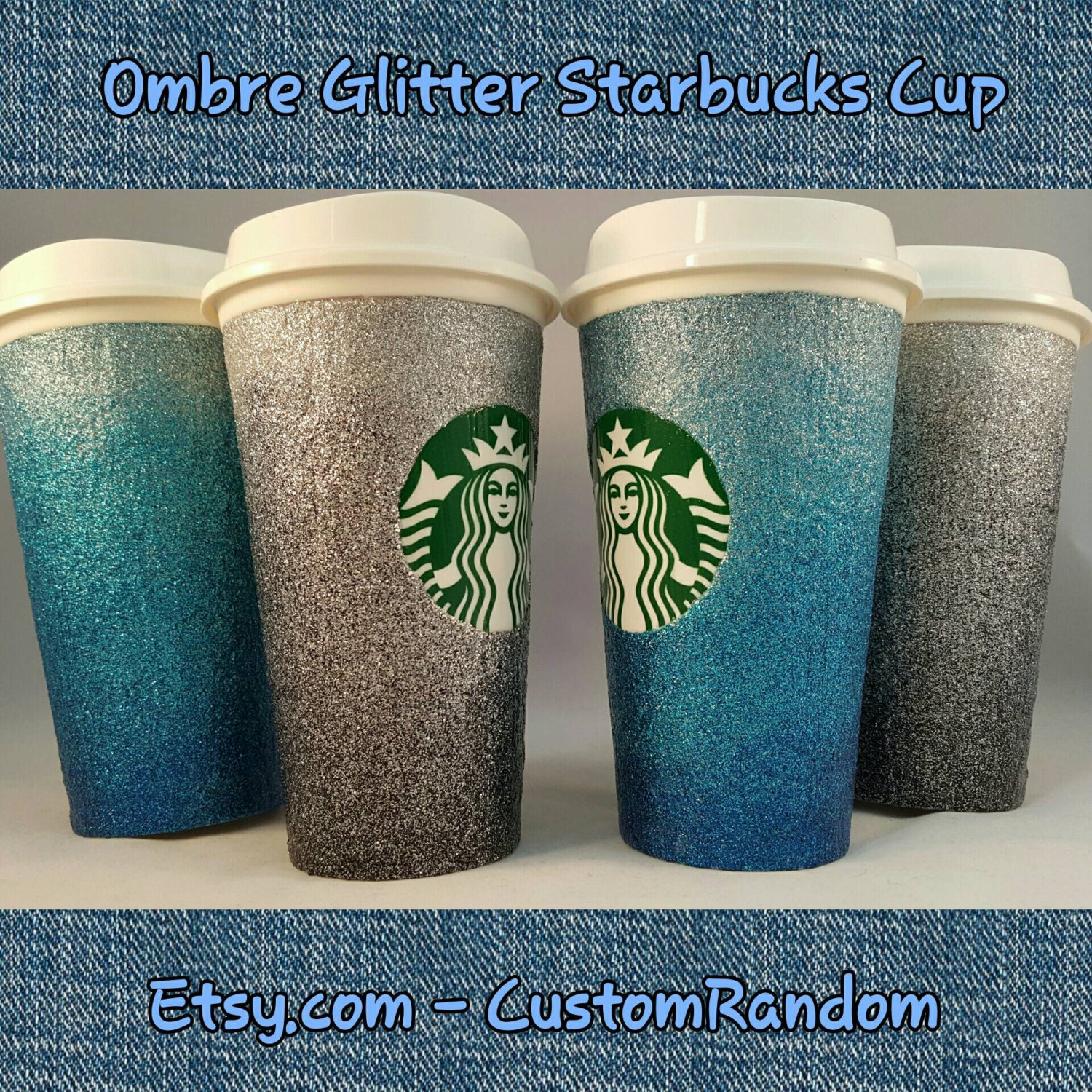 Custom OMBRE Glitter Coffee Cup Custom Designed Starbucks