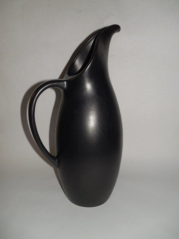 Vintage Royal Haeger black glazed pitcher vase large vintage