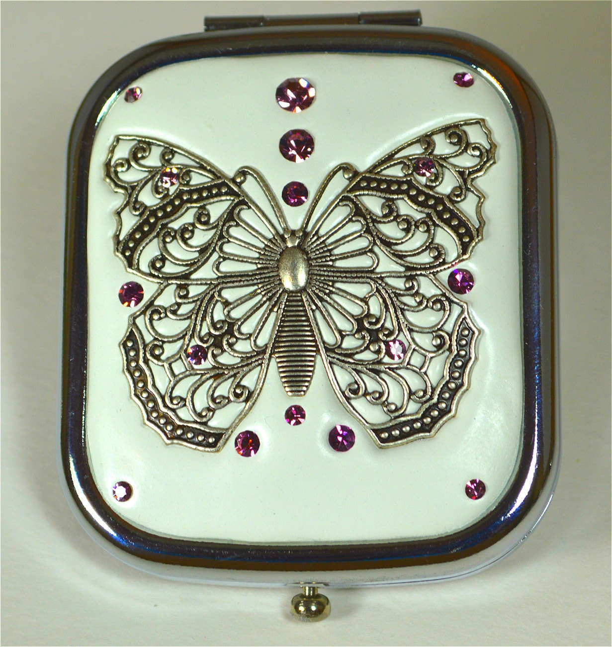 Beautiful Butterfly Jeweled Compact Mirror