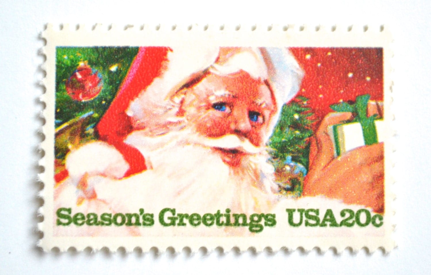 10 Unused Vintage Santa Holiday Postage Stamps // Santa Claus