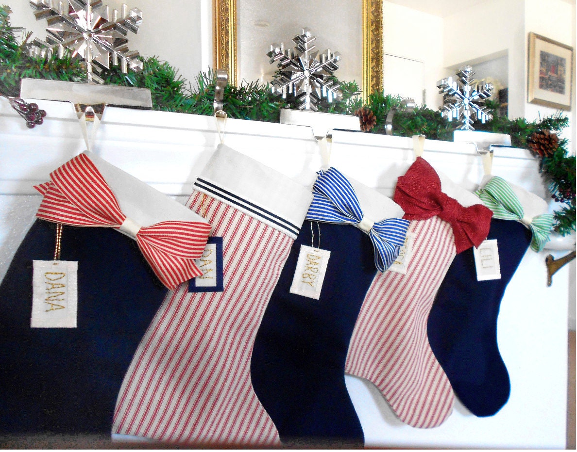 Coastal Christmas stockings Navy blue Christmas stocking