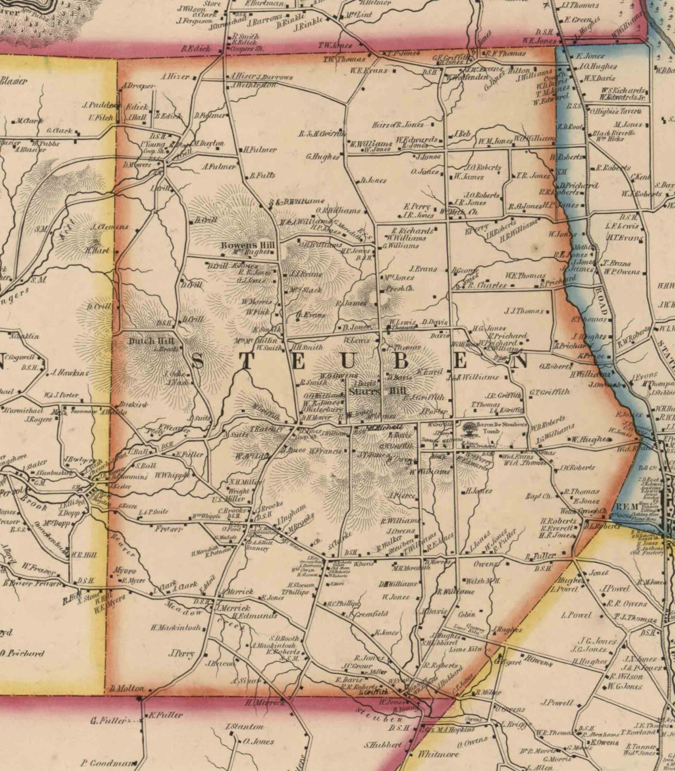 Oneida County New York 1852 Old Wall Map Reprint with