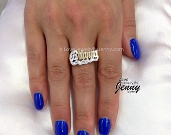 Gold Plated or Silver Any Name Ring/ PERSONALIZED- by LoveJewelryByJenny
