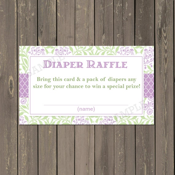 Diaper Raffles in Lavender and Green Floral, Baby Girl Diaper Raffle Tickets, Instant Download Il_570xn