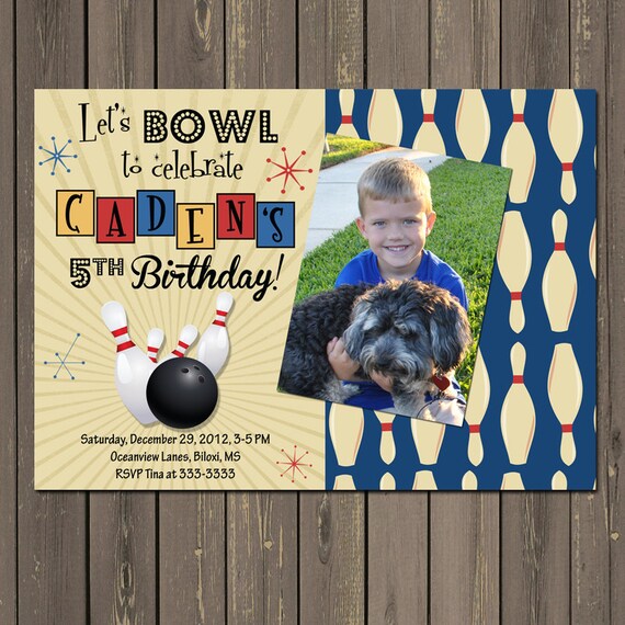 Bowling Invitation, Retro Bowling Pins Party Invitation, Boys Bowling Invite, Girls Bowling Party invite, Printable or printed Il_570xn