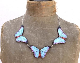 Butterfly gifts, butterfly necklace, something blue, blue, blue necklace, statement necklace, summer wedding, necklace