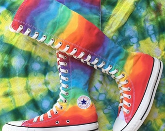 Tie Dyed Converse Rasta Reggae Shoes by AllBottledUpTieDyes