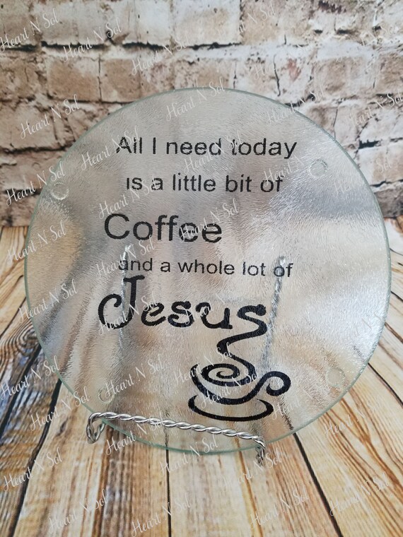 Items Similar To Glass Cutting Board Round Cutting Board Trivet Coffee And Jesus Chopping 