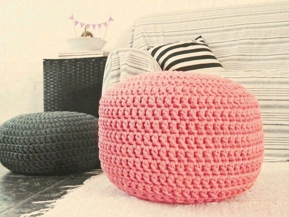 Coral Pink Pouf Ottoman Footstool Knit Nursery Foot Stool Crochet Floor Cushion Kids Pillow Glider Coral Pink Pouf Ottoman Footstool Knit Nursery Foot Stool Crochet Floor Cushion Kids Pillow Glider