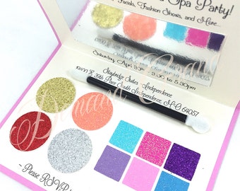 Spa Party Invitation - Looks like a Makeup Compact! Perfect for Birthday, Sweet 16 Birthday, Spa Party, Pamper Party