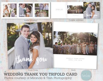 Wedding Thank You Card Photoshop template AW008 INSTANT