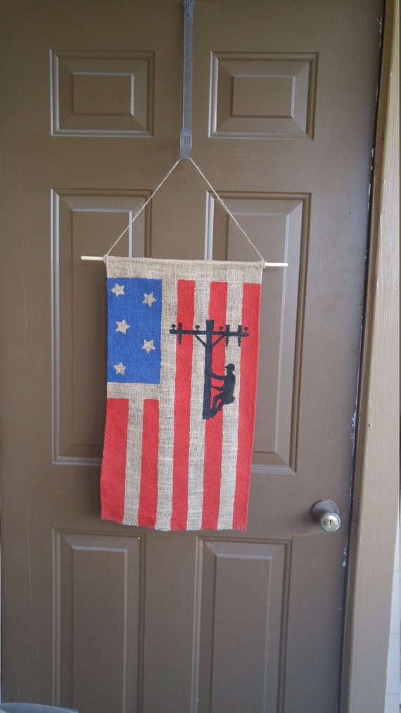 American flag lineman pride door hanger