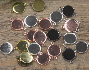 15pcs 10mm/12mm/14mm/16mm/18mm/20mm Bezel Blank Connector diy kit super cute, pendant trays bezels settings