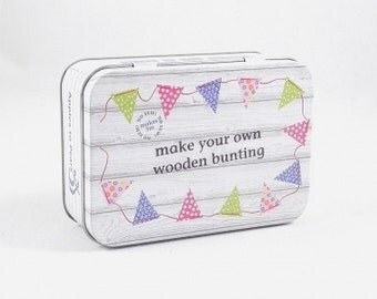 Make Your Own Wooden Bunting Kit, Gifts in a Tin