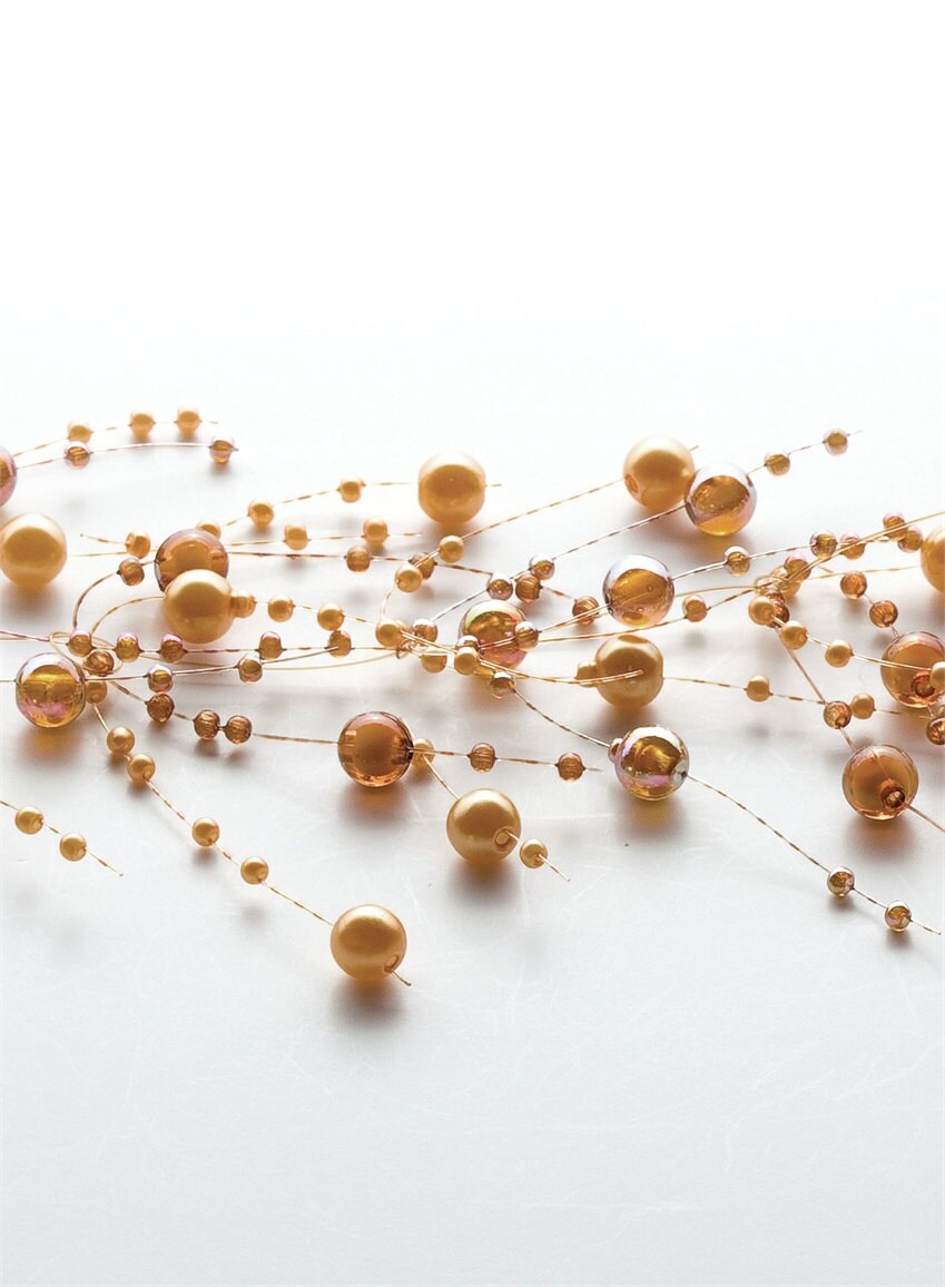 pearl beaded garland spray soft gold topaz pearl beaded garland spray soft gold topaz