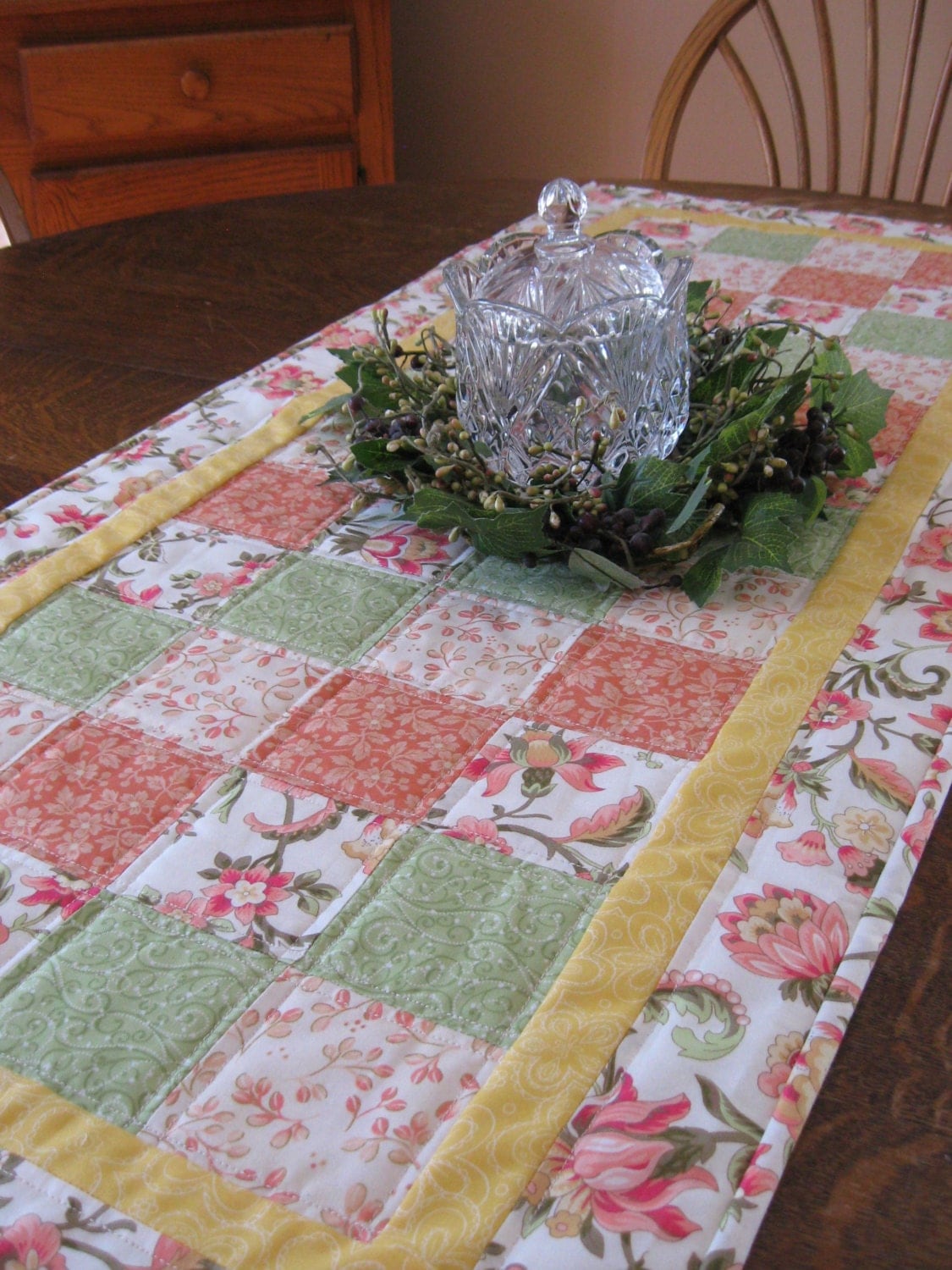 Quilted table runner table runner quilted Spring table