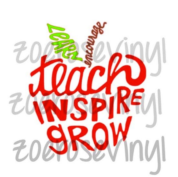 Learn Encourage Teach Inspire Grow Teacher Apple Vinyl