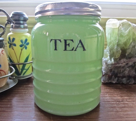 1930s Jeannette Jadite Tea Canister