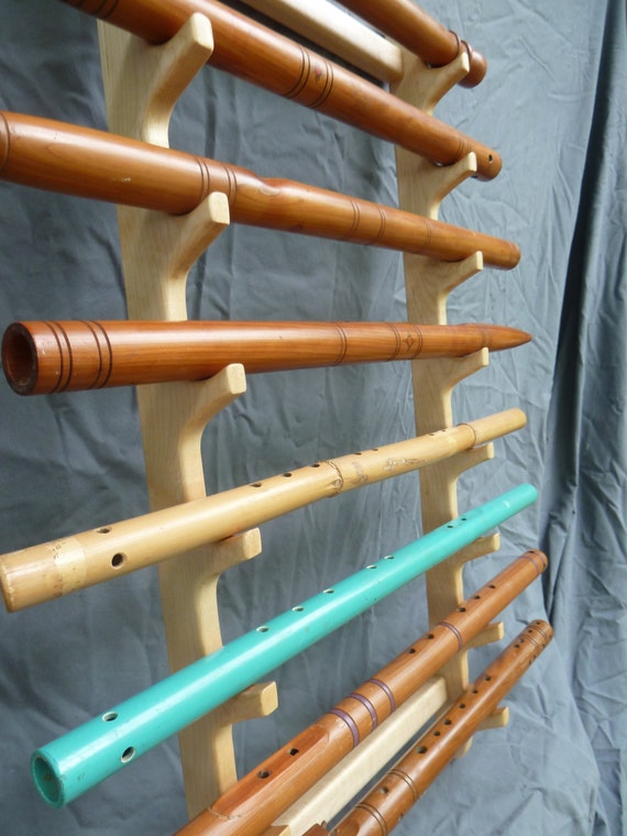Solid Maple Wall mount Flute stand holds 8 by Nativewoodworks