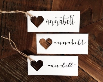 Name Tags, Wedding Place cards, Heart Place Cards, Heart Escort Tags, Heart name tag, Gift Tag Heart
