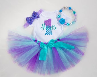 Mermaid First Birthday Outfit | Little Mermaid 1st Birthday Outfit for Baby Girls | Under the Sea Birthday | Personalized Mermaid Outfit