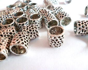 Large Hole Silver Tone Metal Beads_PA4450790153B/G_Large Hole Metal Beads7x8mm Hole 6mm Pack 20 pcs