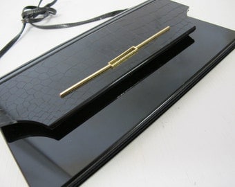 Black Lucite Purse Mod Purse Pelletterie Italian Black Purse Shoulder bag
