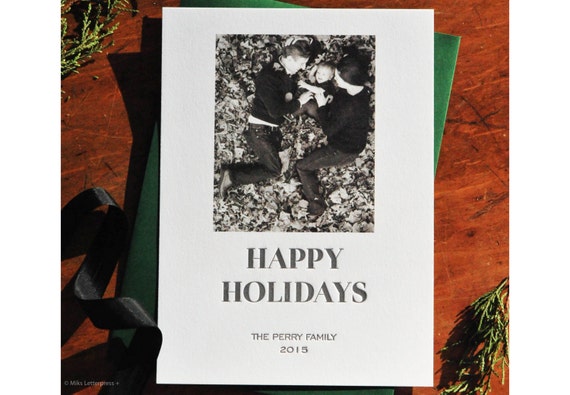 Items similar to Custom Holiday Photo and Letterpress Card - Photo printed on card on Etsy