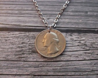 US Quarter Coin Necklace - 1970 US Quarter Coin Pendant - 1970 Coin Necklace - 45yr Anniversary Gift