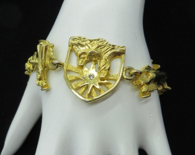 Vintage Angels Bracelet, Gold Tone Wise Men, Religious Bracelet, Gift for Her