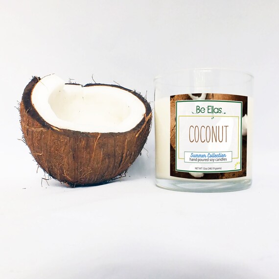 Coconut Scented Candle Soy Wax Scented Candles Homemade by BeEllas