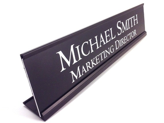 Personalized Desk Name plate laser engraved black insert with