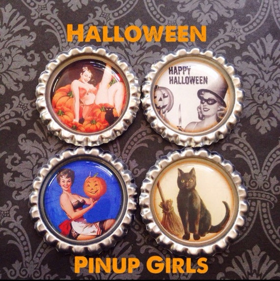 Vintage Halloween Pin Up Girl Set Retro Novelty