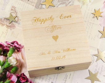 Bespoke, Engraved Wedding Memories Box - Happily Ever After Memory Box, Wedding Keepsake Box, Personalised Wedding Boxes, Bespoke Boxes