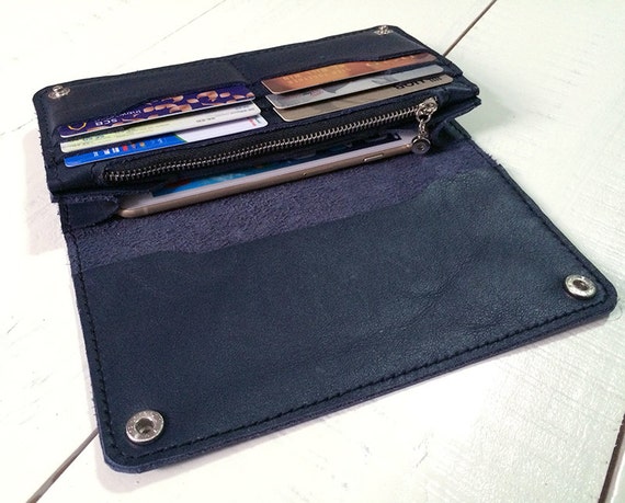 Women Navy Blue Leather Wallet women wallet by AccentHandicraft