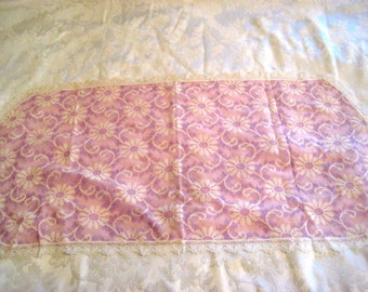 Lavender lace runner, lilac dresser runner, table runner, shabby cottage chic decor, 1077