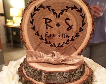 Tree Slice Cake Topper Rustic Wood Top Wedding Toppers Tree Slice Cake Topper Rustic Wood Top Wedding Toppers