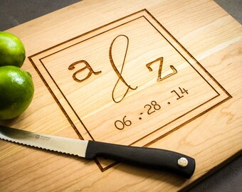 Personalized Cheese Board, Custom Cherry Cutting Board, Wedding Monogram Platter: Wedding, Housewarming, Mother's Day, Anniversary