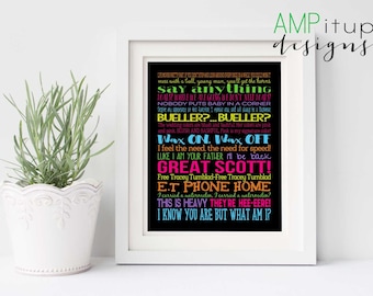 80s Printable Poster - 80's Printable - 80s Decor - Movie Quote Printable Gift - 1980s Movies - Movie Lover Gift - Movie Quotes - 80's Party
