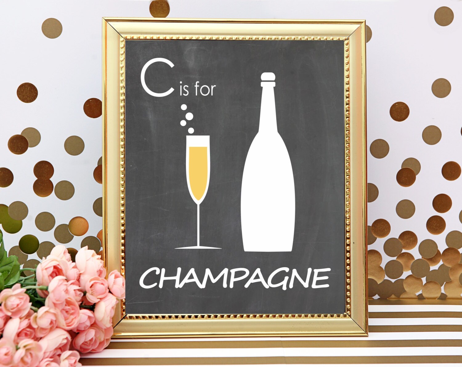 Champagne Art Print Chalkboard Decor Champagne by IndigoandJune