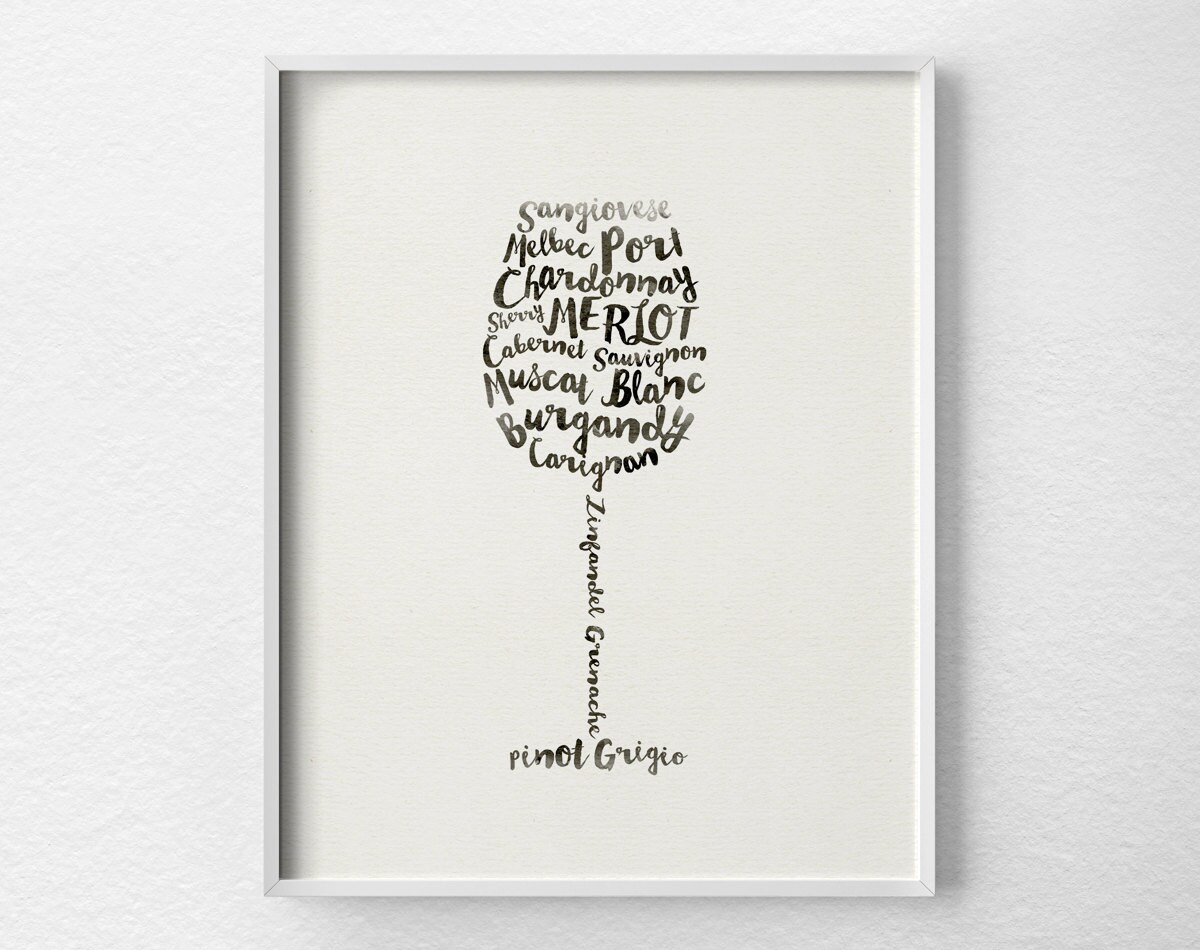 Wine Print Wine Poster Wine Art Kitchen by LotusLeafCreations