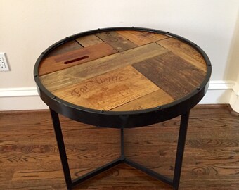 Wine Room Center Table -- Wine Art -- Vineyard Reclaimed Wood Wine Coffee Table -- Side / Center /Cocktail Table / Wine Bar Accent Table